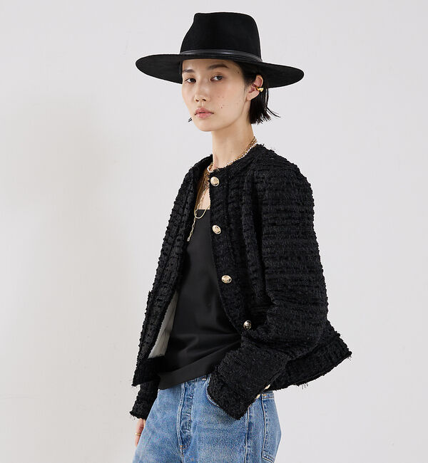 The Store by C' 「【COCUCA】クルーネックツイードジャケット」|ノーカラージャケット|