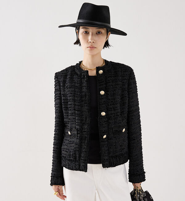 The Store by C' 「【COCUCA】クルーネックツイードジャケット」|ノーカラージャケット|