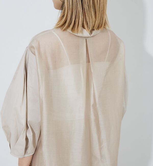 NOMINE「【セットアップ着用可】シアー コンビ5分袖 襟付きシャツ」|シャツ・ブラウス|