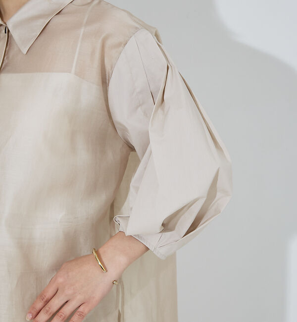 NOMINE「【セットアップ着用可】シアー コンビ5分袖 襟付きシャツ」|シャツ・ブラウス|