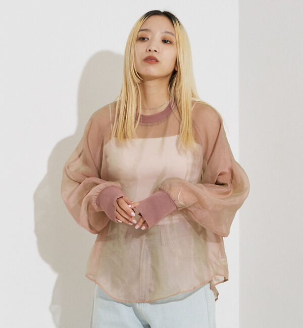NOMINE「【セットアップ着用可】シアー ドルマンスリーブ プルオーバー」|シャツ・ブラウス|ピンク