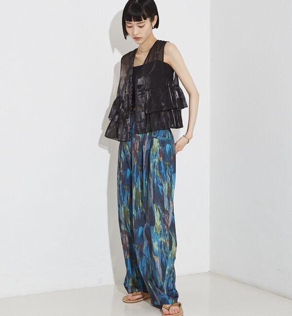 NOMINE「水彩アート ニュアンス柄 タックパンツ【予約】」|その他|