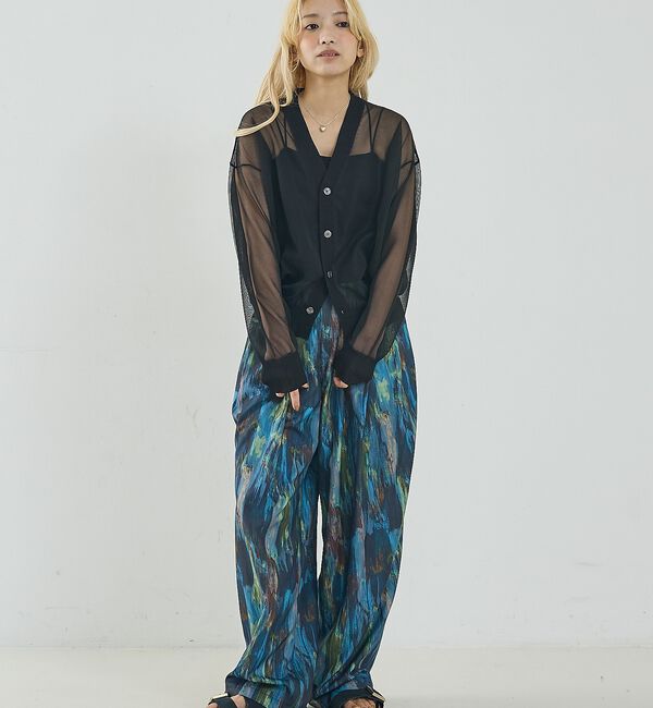 NOMINE「水彩アート ニュアンス柄 タックパンツ【予約】」|その他|