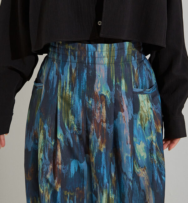 NOMINE「水彩アート ニュアンス柄 タックパンツ【予約】」|その他|