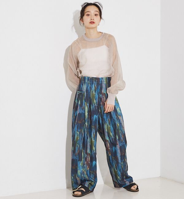 NOMINE「水彩アート ニュアンス柄 タックパンツ【予約】」|その他|
