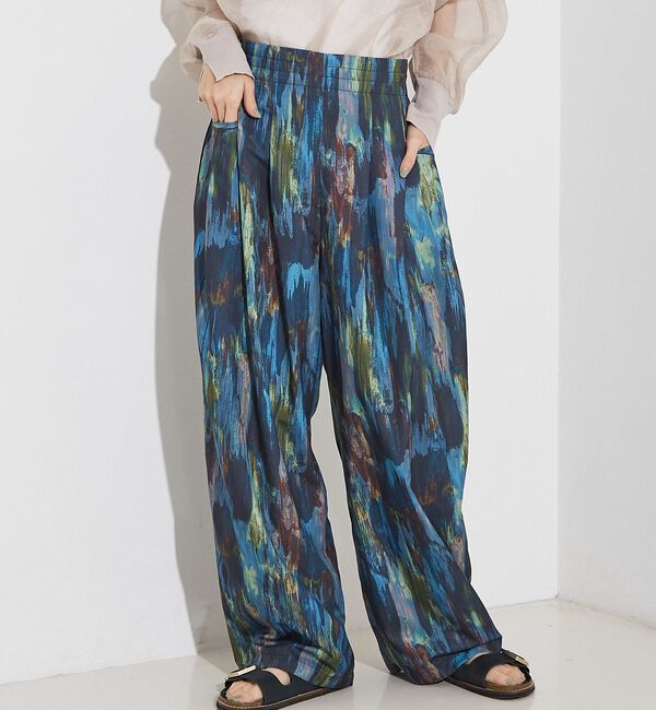 NOMINE「水彩アート ニュアンス柄 タックパンツ【予約】」|その他|