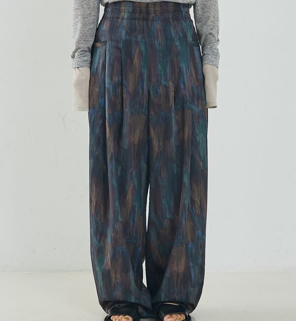 NOMINE「水彩アート ニュアンス柄 タックパンツ【予約】」|その他|