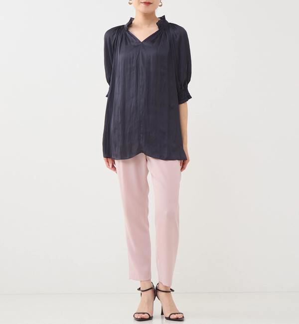 TIARA「《定番》2wayフリルネックショートスリーブブラウス」|シャツ・ブラウス|