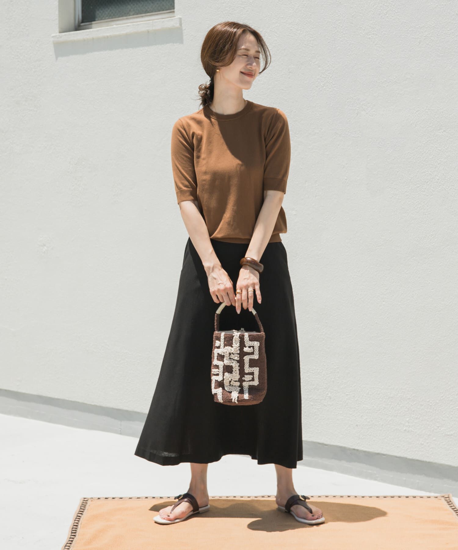 URBAN RESEARCH DOORS「麻混レーヨンフレアスカート」|スカート|