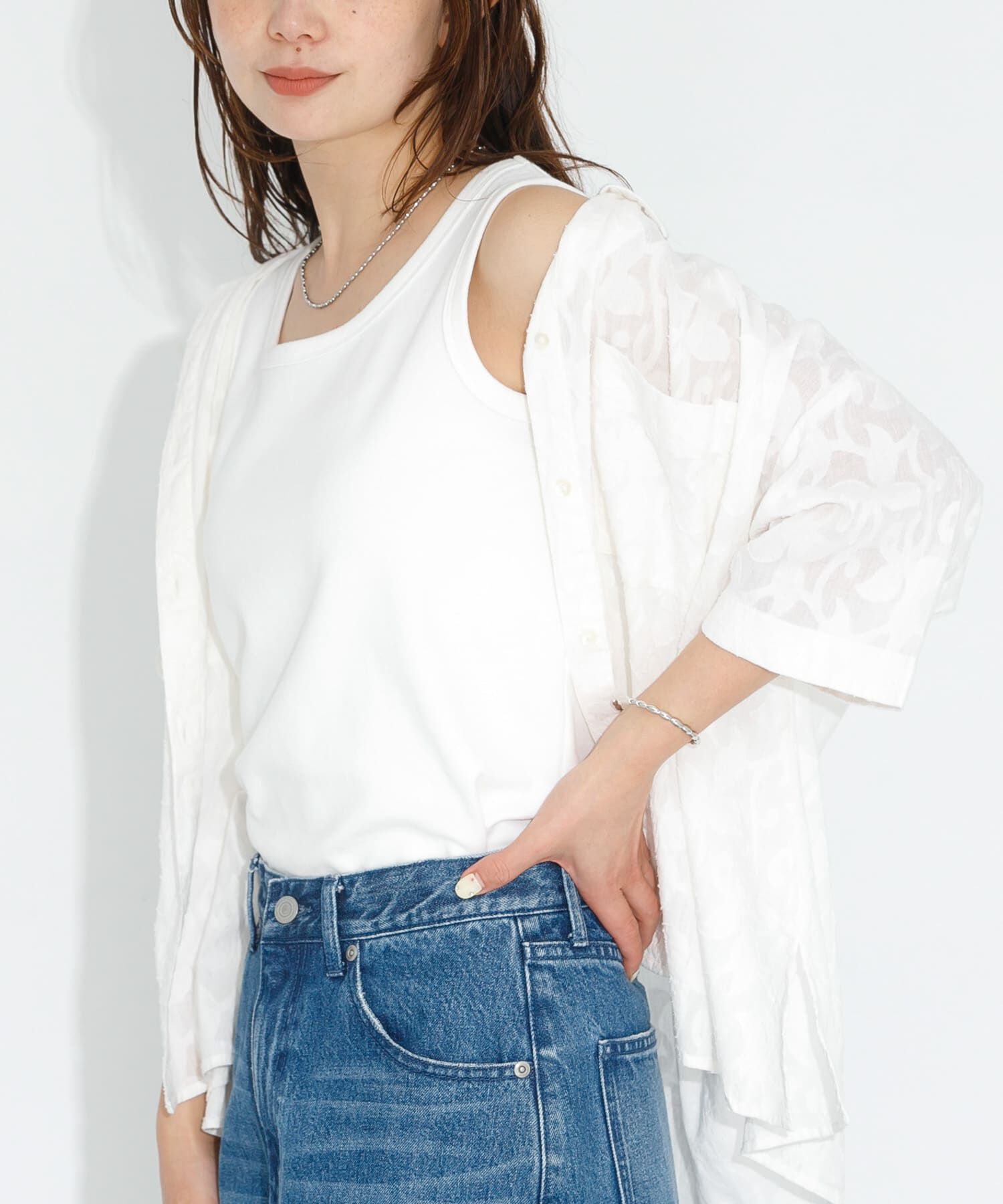 Sonny Label 「フライス/ジャガードタンクトップ」|タンクトップ|オフホワイト