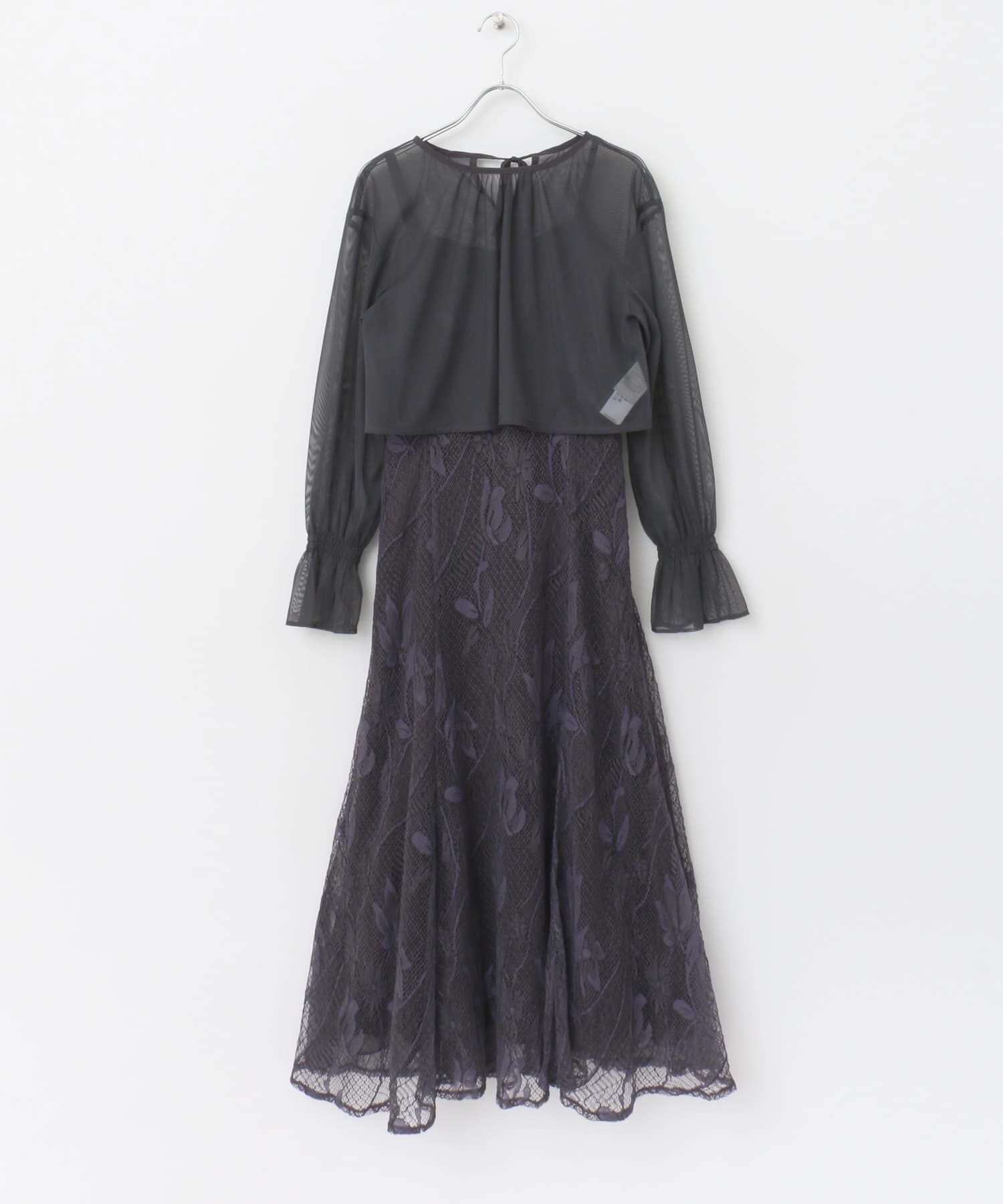 URBAN RESEARCH ROSSO「チュールブラウス付き配色レースドレス」|ワンピース|