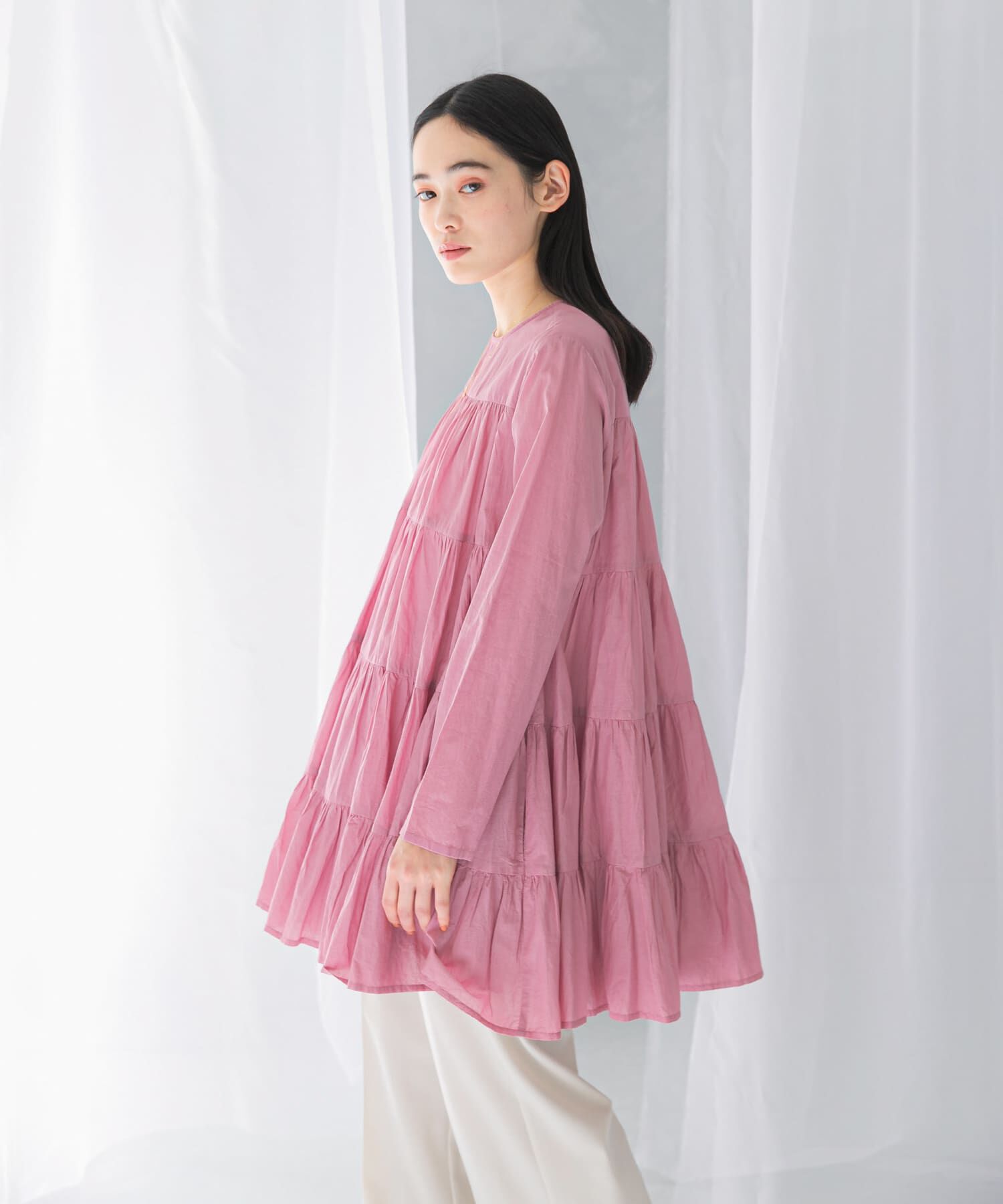 URBAN RESEARCH ROSSO「normment　COTTON VOIL TIERED TUNIC」|チュニック|ピンク