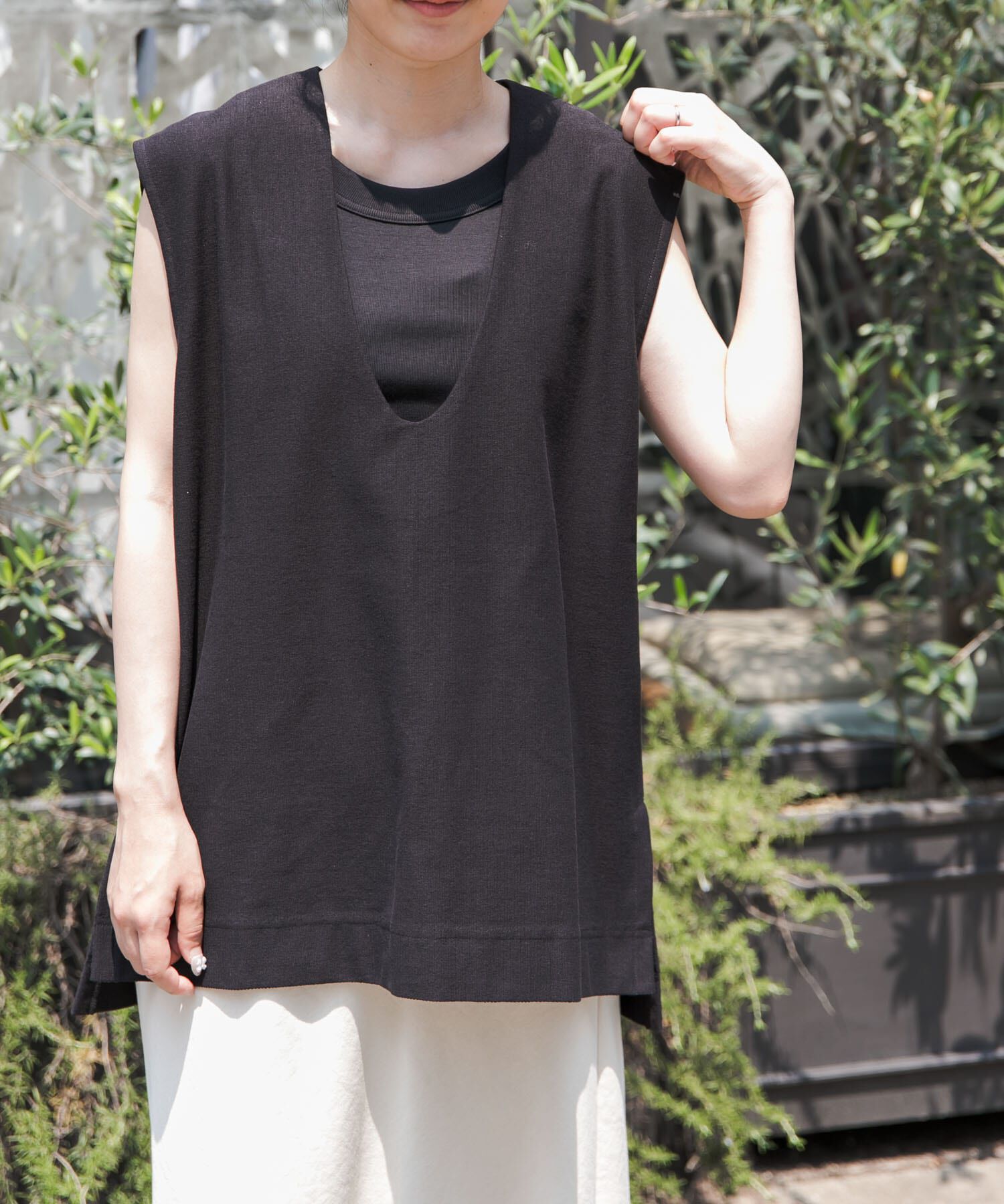 URBAN RESEARCH DOORS「FORK&SPOON　ジャガードUネックベスト」|ベスト・ジレ|