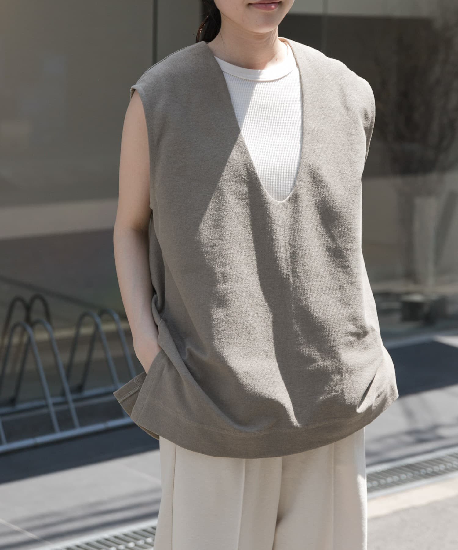 URBAN RESEARCH DOORS「FORK&SPOON　ジャガードUネックベスト」|ベスト・ジレ|