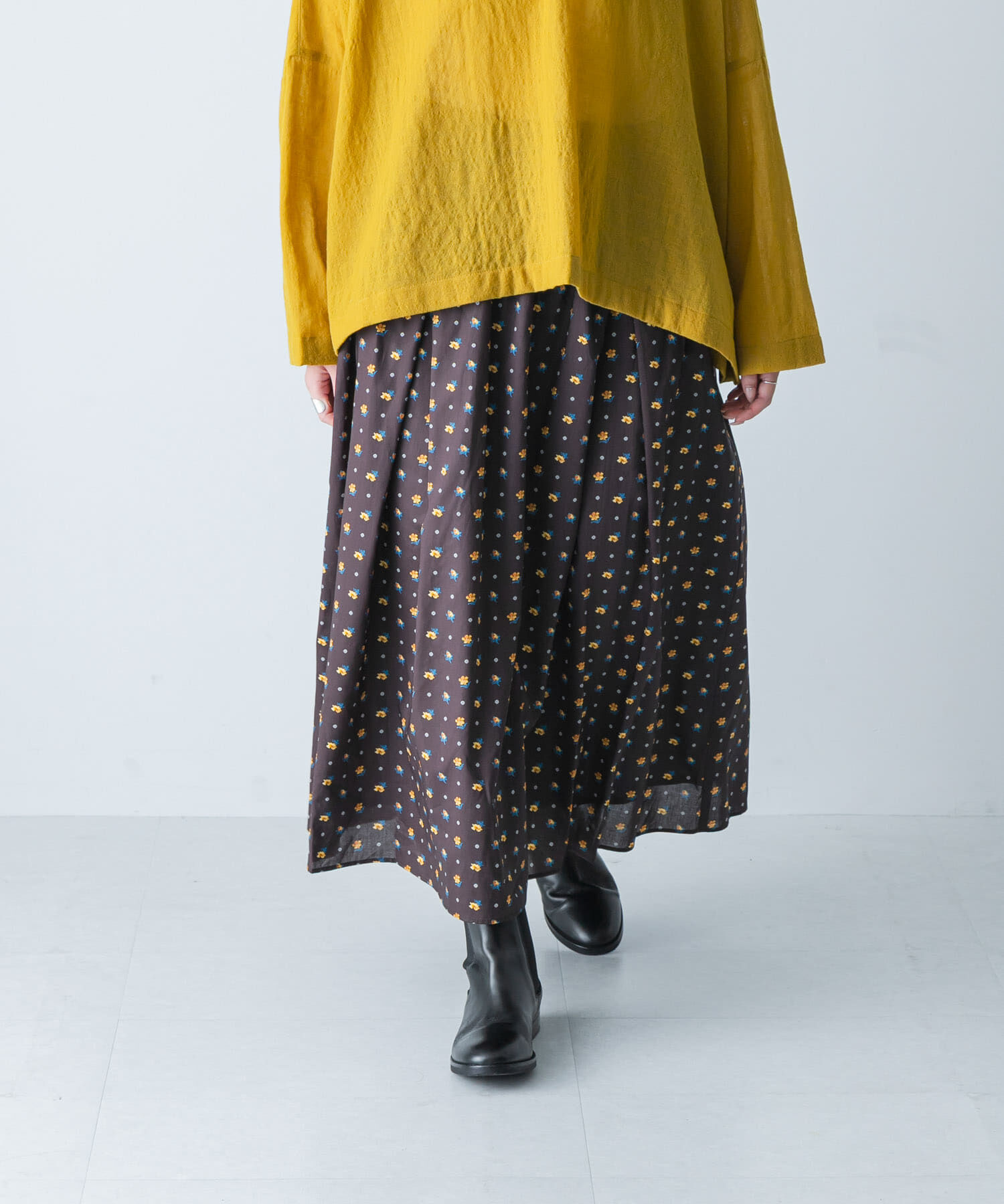 かぐれ「リバティプリントスカート」|スカート|ブラック系その他