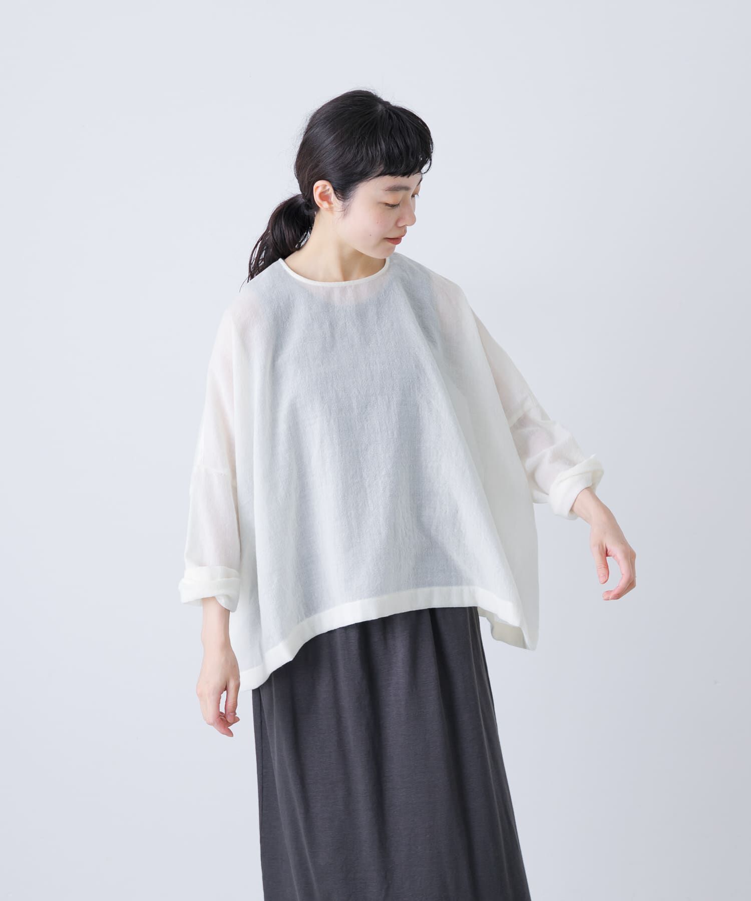 かぐれ「ウールガーゼワイドプルオーバー」|シャツ・ブラウス|