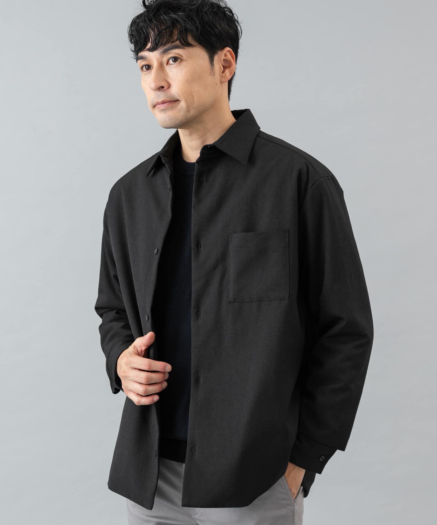 URBAN RESEARCH ROSSO「『XLサイズあり』ヒートパテッドシャツジャケット」|ダウン|ブラック