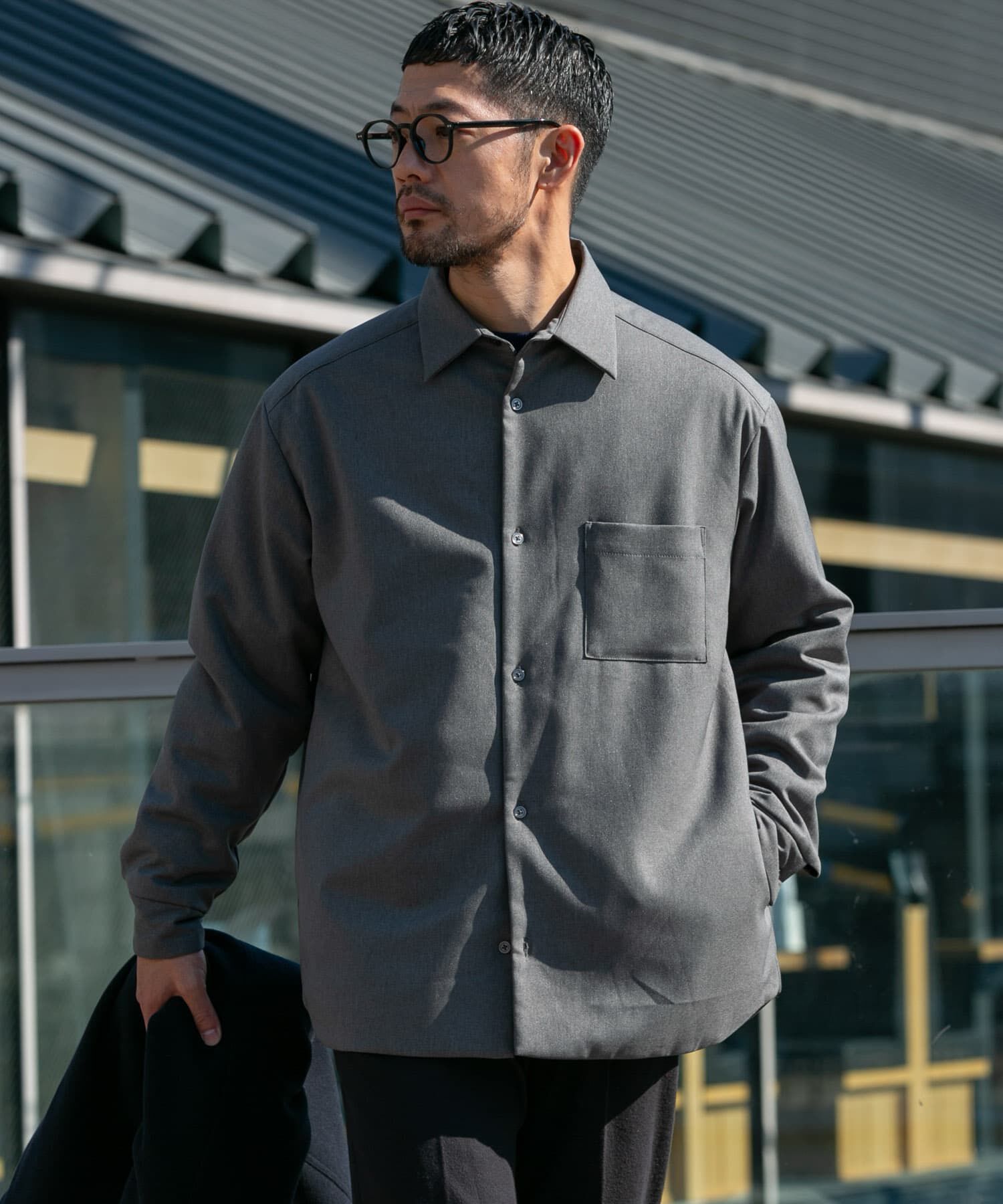 URBAN RESEARCH ROSSO「『XLサイズあり』ヒートパテッドシャツジャケット」|ダウン|グレー