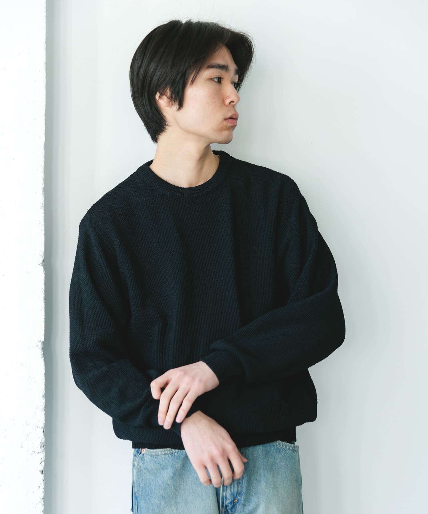 URBAN RESEARCH DOORS「『吸水速乾/防ｼﾜ/ｲｰｼﾞｰｹｱ/UVｶｯﾄ』DRYMIX ｶﾉｺﾛﾝｸﾞｽﾘｰ 」|ニット・セーター|