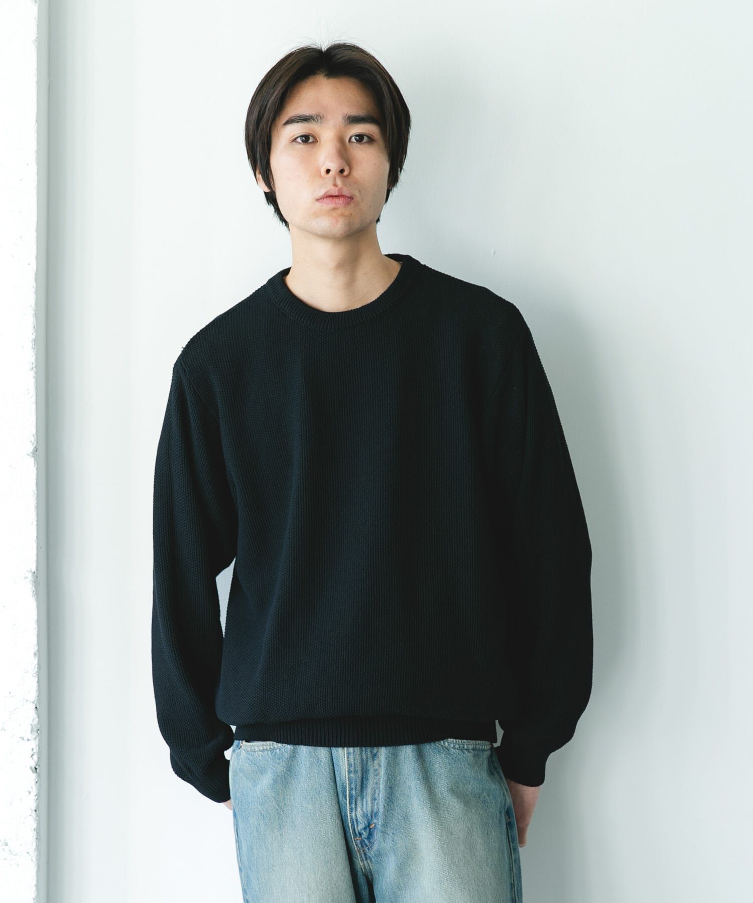 URBAN RESEARCH DOORS「『吸水速乾/防ｼﾜ/ｲｰｼﾞｰｹｱ/UVｶｯﾄ』DRYMIX ｶﾉｺﾛﾝｸﾞｽﾘｰ 」|ニット・セーター|