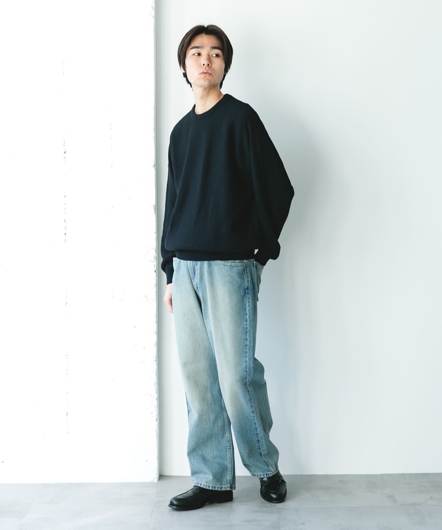 URBAN RESEARCH DOORS「『吸水速乾/防ｼﾜ/ｲｰｼﾞｰｹｱ/UVｶｯﾄ』DRYMIX ｶﾉｺﾛﾝｸﾞｽﾘｰ 」|ニット・セーター|