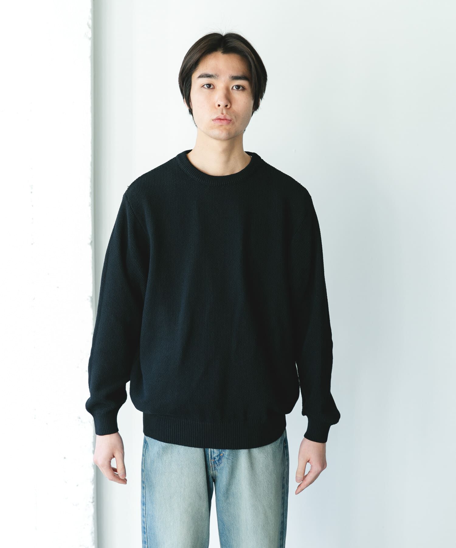 URBAN RESEARCH DOORS「『吸水速乾/防ｼﾜ/ｲｰｼﾞｰｹｱ/UVｶｯﾄ』DRYMIX ｶﾉｺﾛﾝｸﾞｽﾘｰ 」|ニット・セーター|