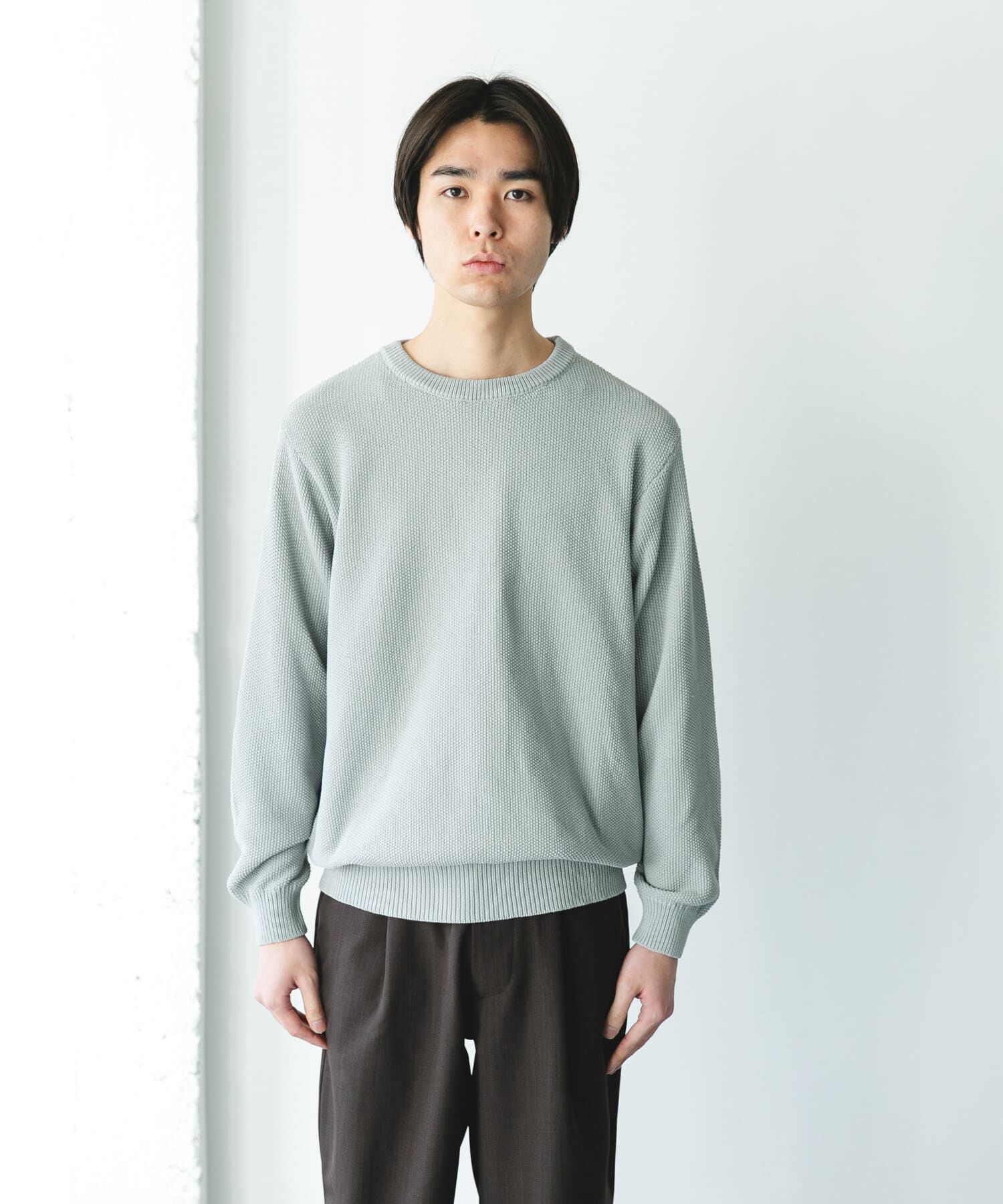 URBAN RESEARCH DOORS「『吸水速乾/防ｼﾜ/ｲｰｼﾞｰｹｱ/UVｶｯﾄ』DRYMIX ｶﾉｺﾛﾝｸﾞｽﾘｰ 」|ニット・セーター|