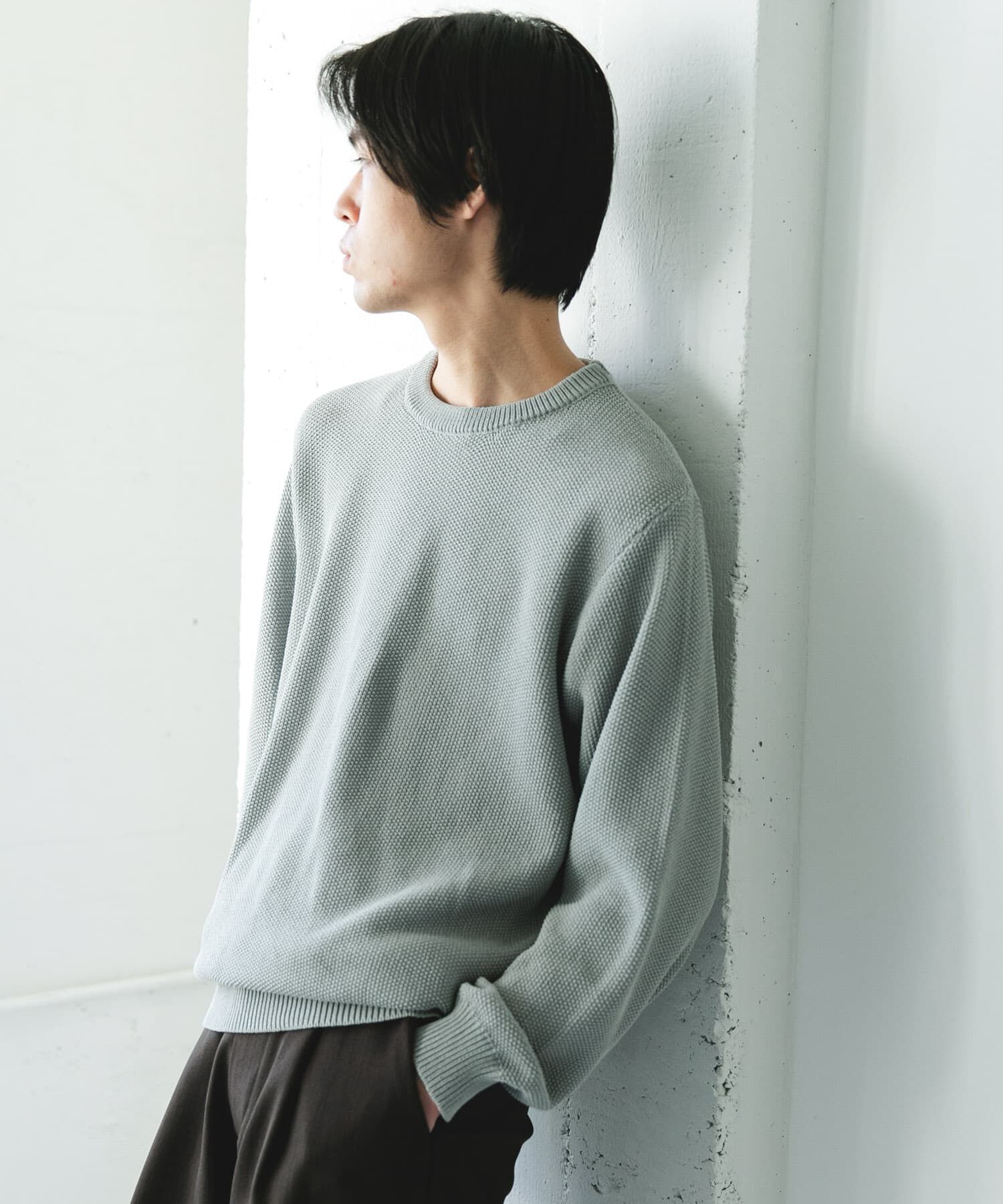 URBAN RESEARCH DOORS「『吸水速乾/防ｼﾜ/ｲｰｼﾞｰｹｱ/UVｶｯﾄ』DRYMIX ｶﾉｺﾛﾝｸﾞｽﾘｰ 」|ニット・セーター|