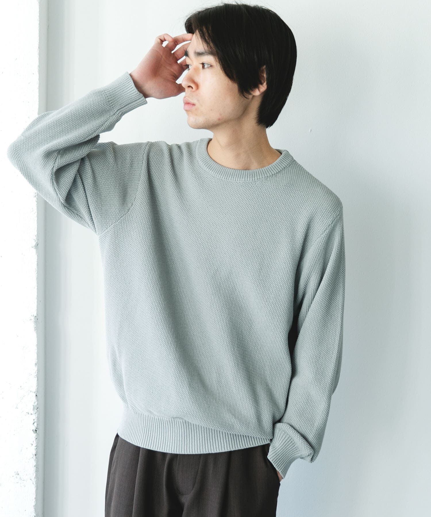 URBAN RESEARCH DOORS「『吸水速乾/防ｼﾜ/ｲｰｼﾞｰｹｱ/UVｶｯﾄ』DRYMIX ｶﾉｺﾛﾝｸﾞｽﾘｰ 」|ニット・セーター|