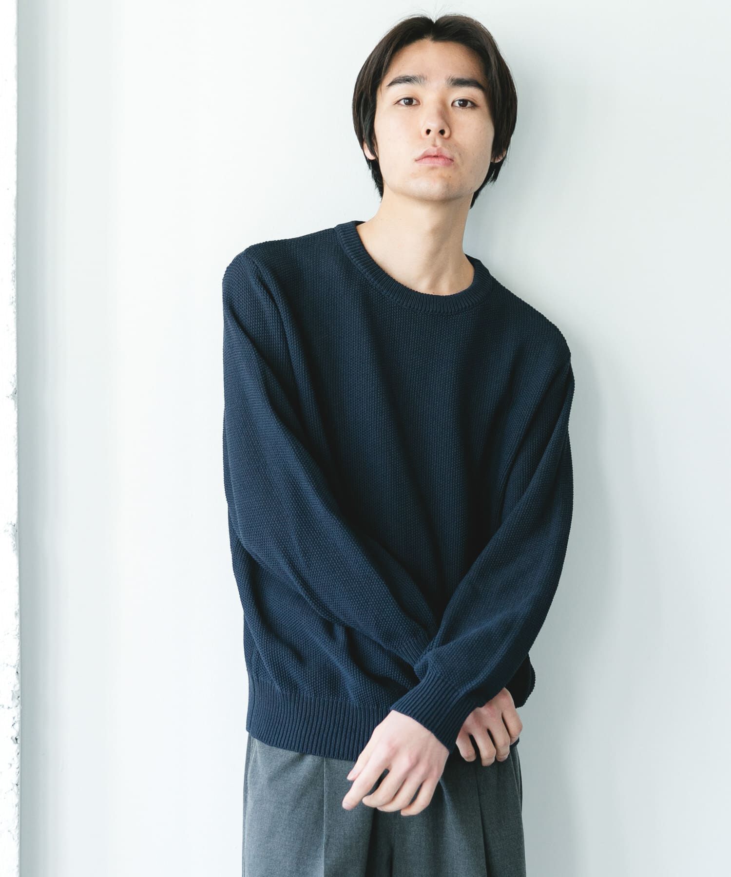 URBAN RESEARCH DOORS「『吸水速乾/防ｼﾜ/ｲｰｼﾞｰｹｱ/UVｶｯﾄ』DRYMIX ｶﾉｺﾛﾝｸﾞｽﾘｰ 」|ニット・セーター|