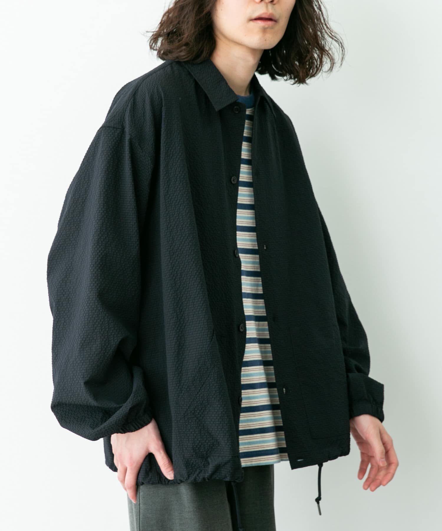 Sonny Label 「シアサッカーコーチジャケット」|ブルゾン・スタジャン|ネイビー