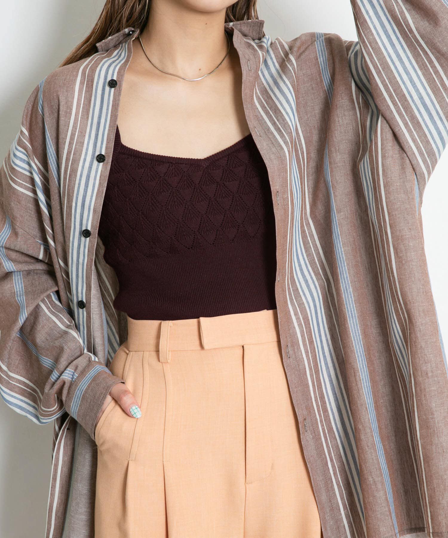  「カップ付きニットブラキャミソール」|キャミソール|