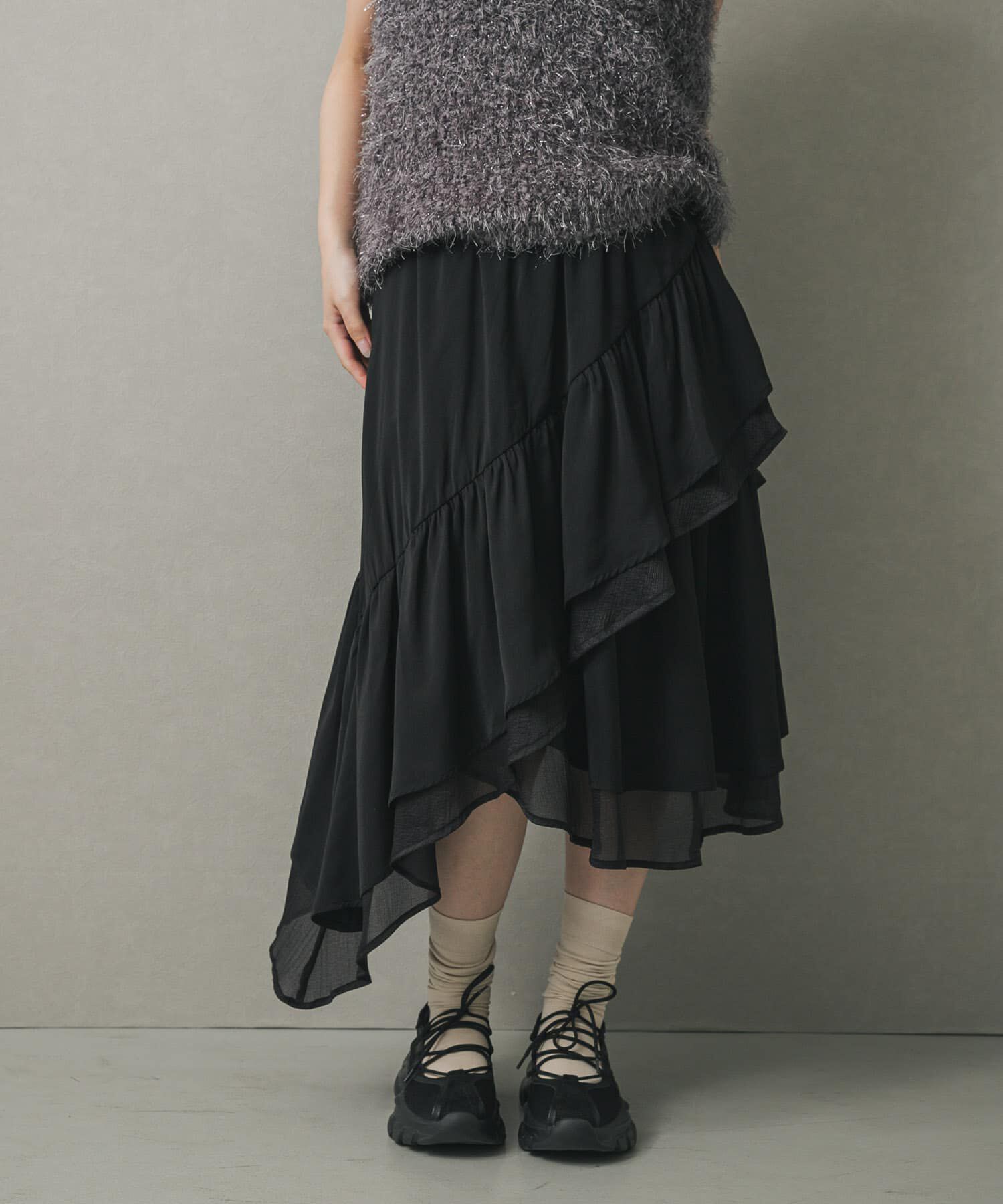 SENSE OF PLACE by URBAN RESEARCH「フレアティアードミディスカート」|スカート|ブラック