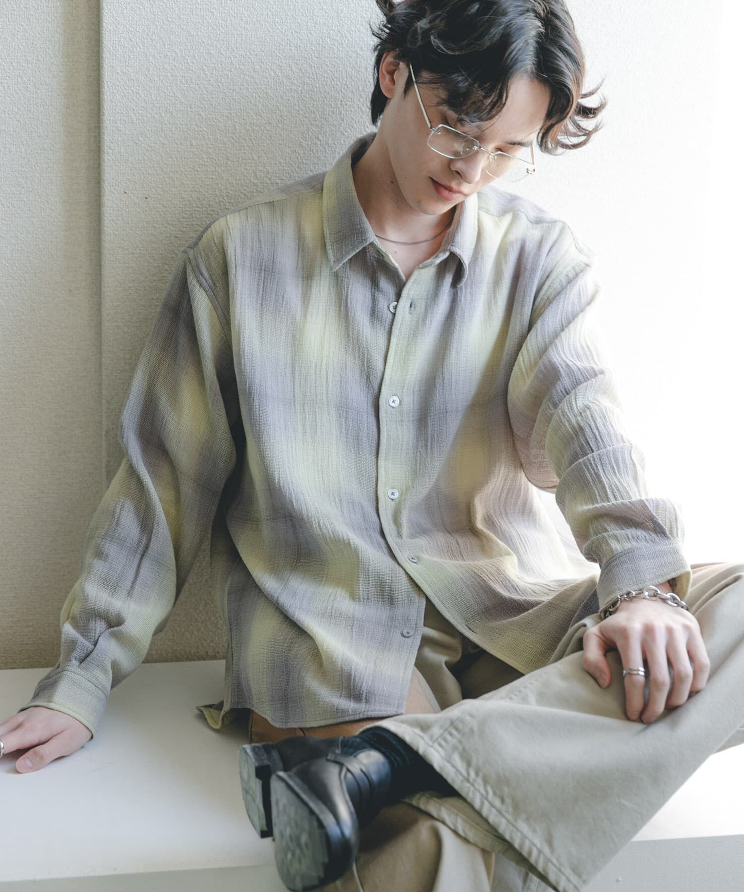 SENSE OF PLACE by URBAN RESEARCH「オンブレーチェックレギュラーカラーシャツ」|シャツ・ブラウス|イエロー