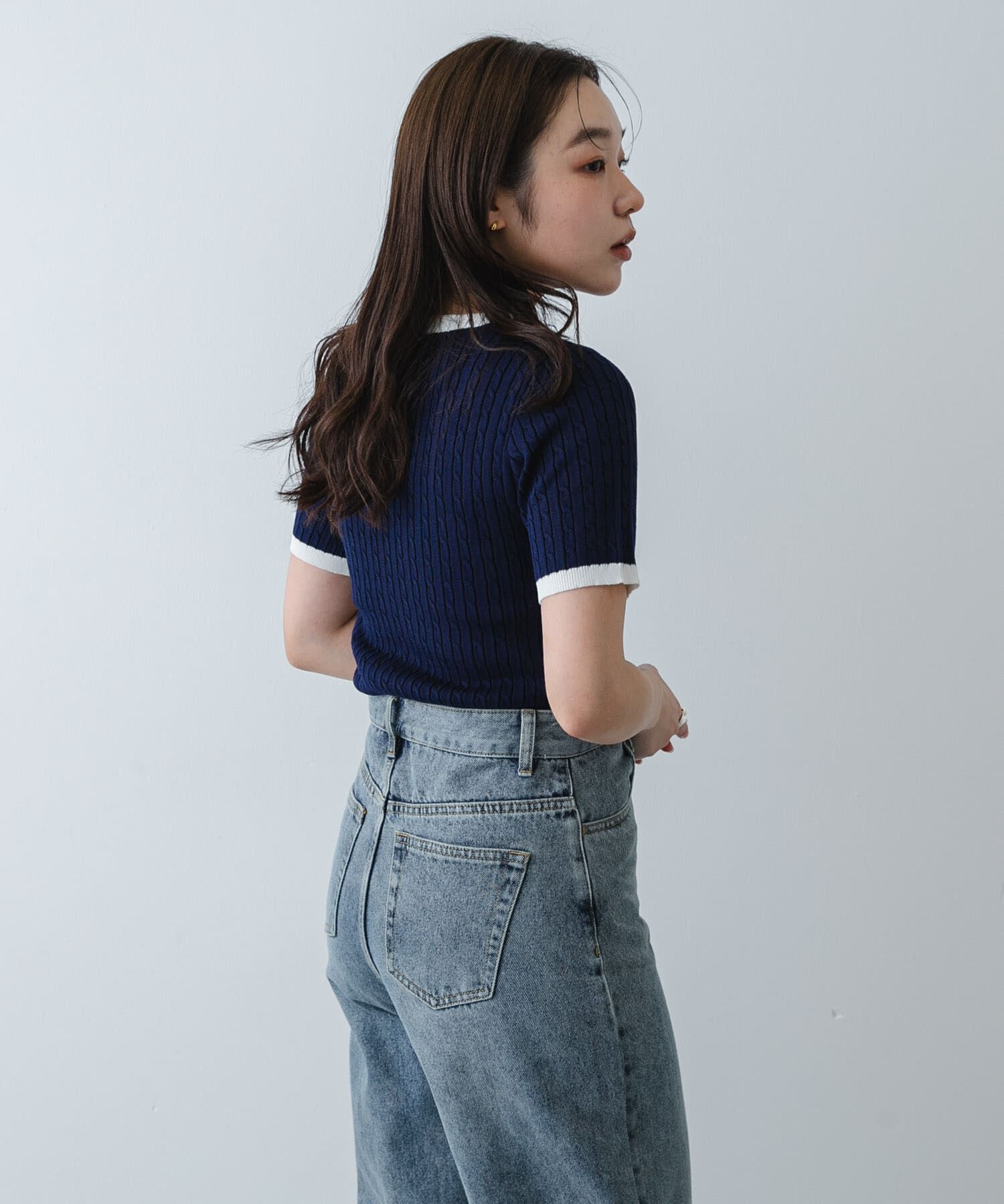 SENSE OF PLACE by URBAN RESEARCH「『洗濯可』バイカラーケーブルセーター」|ニット・セーター|