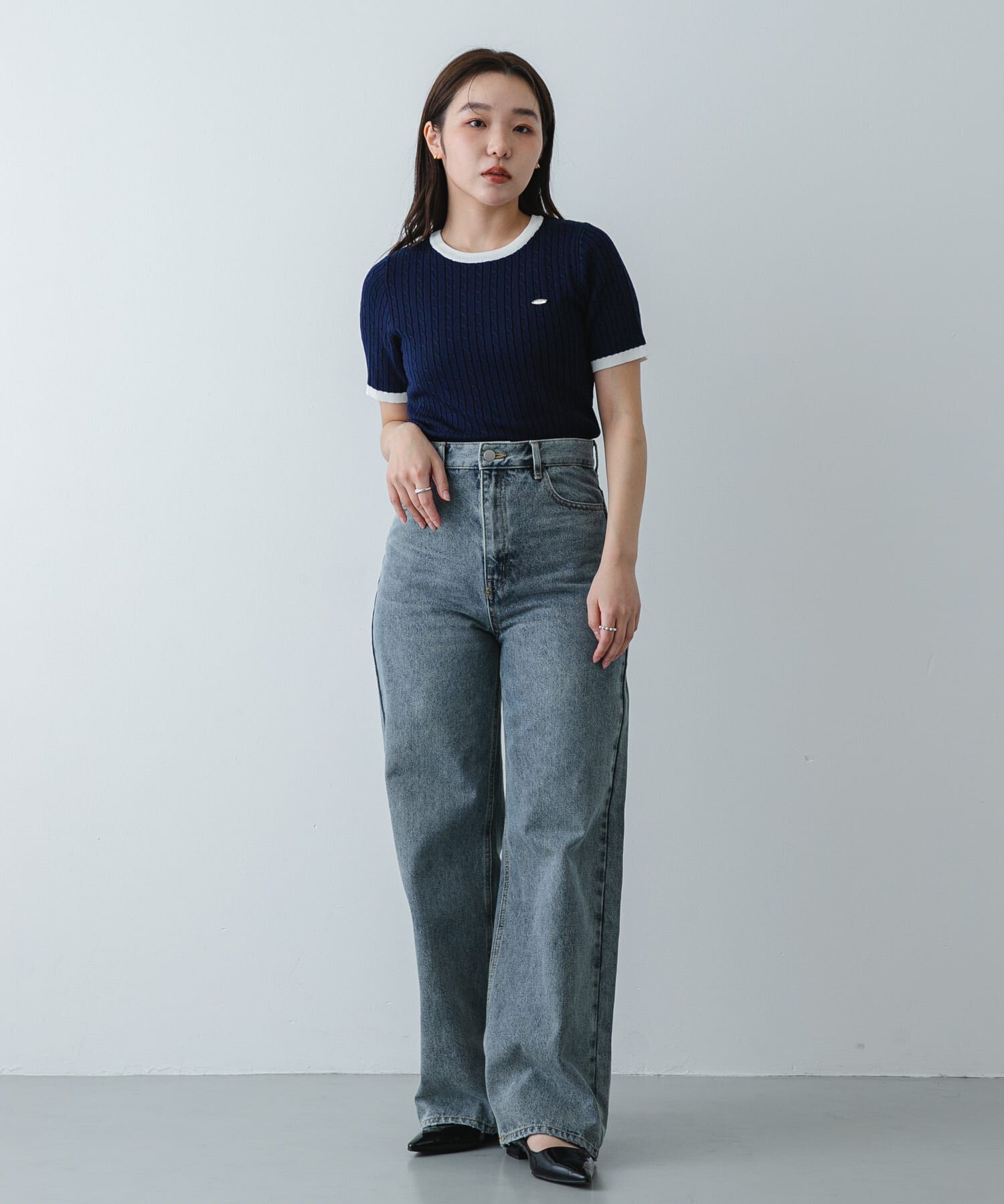 SENSE OF PLACE by URBAN RESEARCH「『洗濯可』バイカラーケーブルセーター」|ニット・セーター|