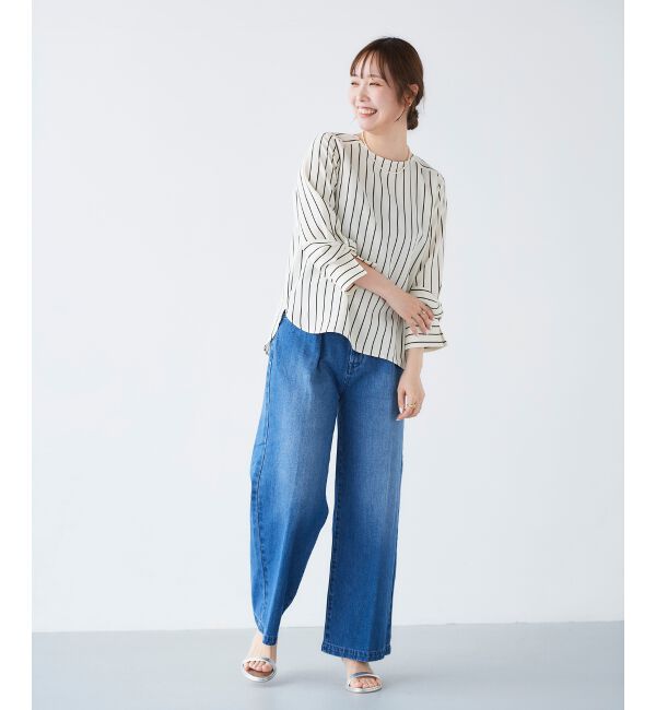 le.coeur blanc「タックワイドデニムパンツ」|デニム|