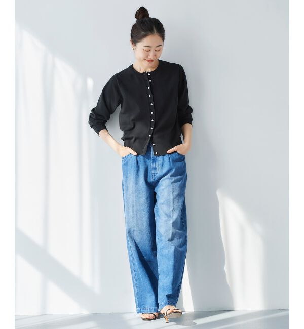 le.coeur blanc「タックワイドデニムパンツ」|デニム|