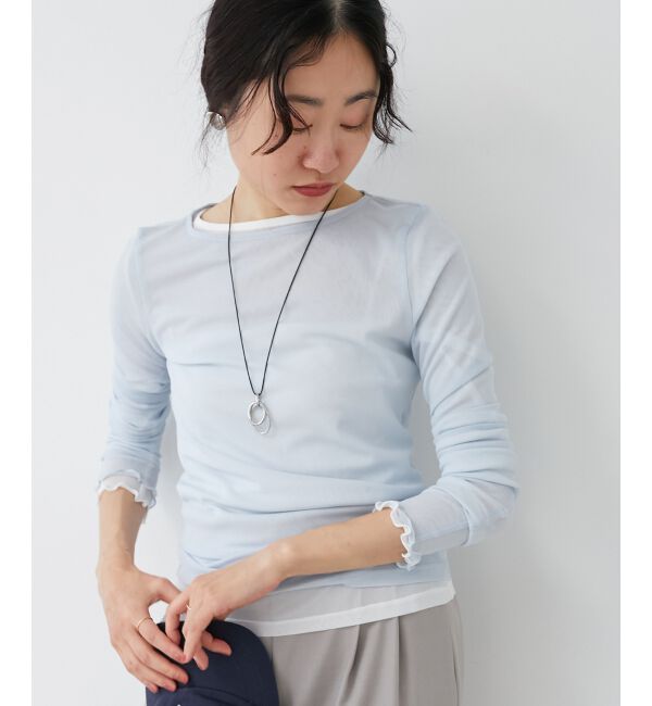 le.coeur blanc「薄手で着心地抜群！新色登場★シアークルーネックプルオーバー」|Tシャツ・カットソー|