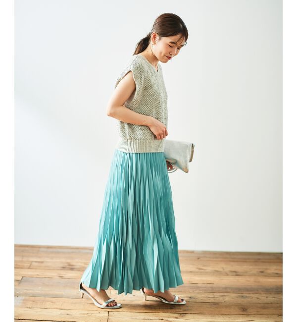  「《手洗い可能》デシン変形プリーツスカート」|スカート|