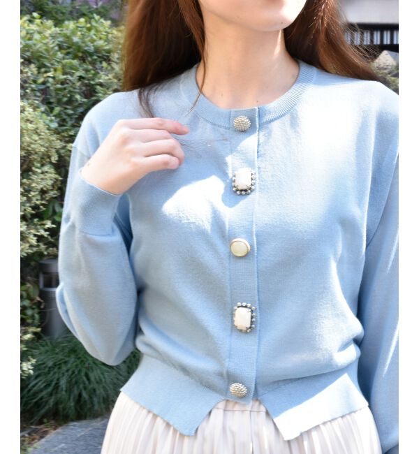  「《手洗い可能》TORRAZZO DONNAビジュー釦カーデ」|カーディガン|
