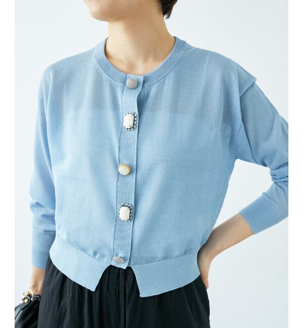  「《手洗い可能》TORRAZZO DONNAビジュー釦カーデ」|カーディガン|