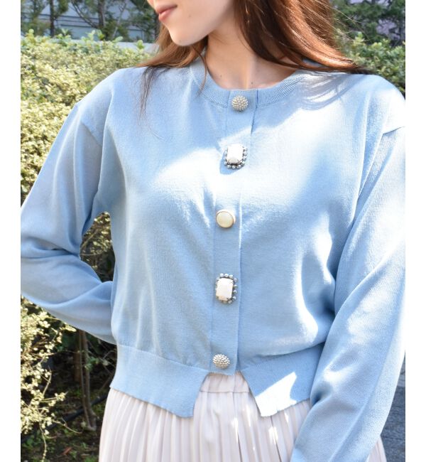  「《手洗い可能》TORRAZZO DONNAビジュー釦カーデ」|カーディガン|