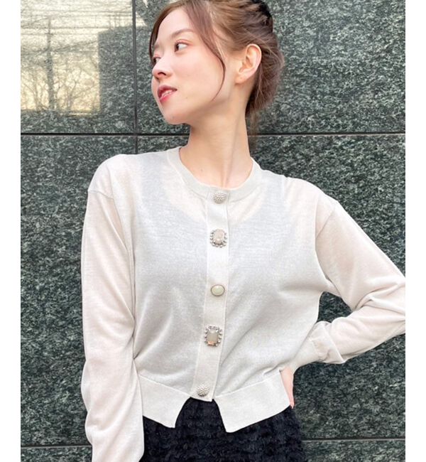  「《手洗い可能》TORRAZZO DONNAビジュー釦カーデ」|カーディガン|