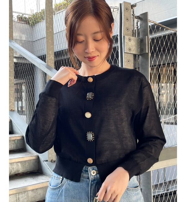  「《手洗い可能》TORRAZZO DONNAビジュー釦カーデ」|カーディガン|