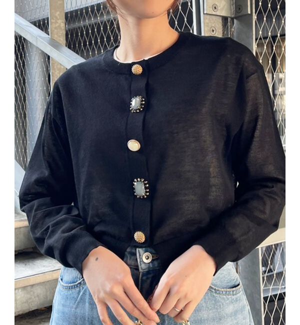  「《手洗い可能》TORRAZZO DONNAビジュー釦カーデ」|カーディガン|