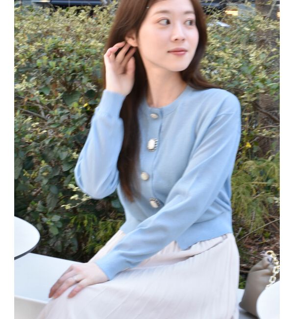  「《手洗い可能》TORRAZZO DONNAビジュー釦カーデ」|カーディガン|