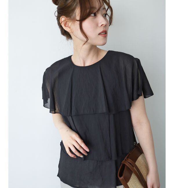  「《手洗い可能》シアーフリルティアードブラウス」|シャツ・ブラウス|