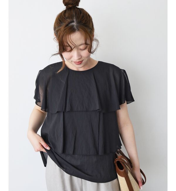  「《手洗い可能》シアーフリルティアードブラウス」|シャツ・ブラウス|