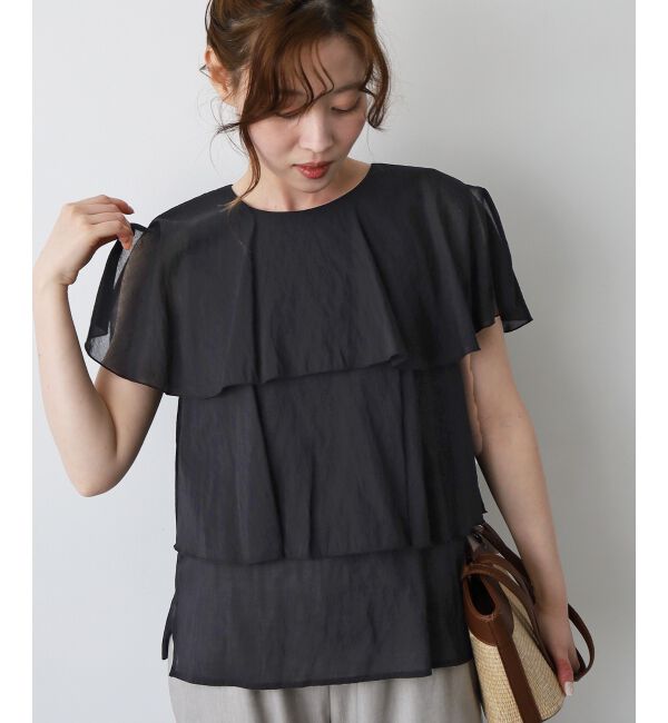  「《手洗い可能》シアーフリルティアードブラウス」|シャツ・ブラウス|